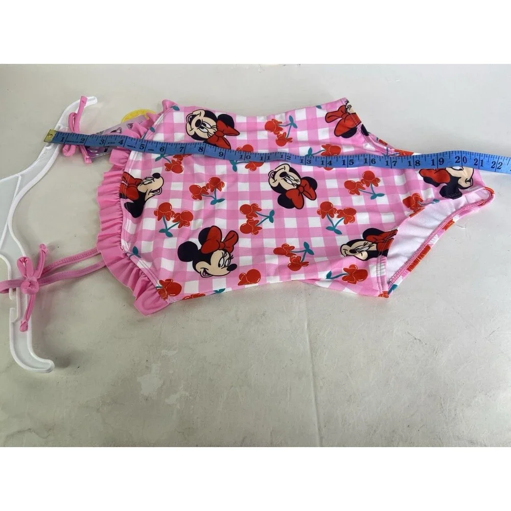 Disney Minnie Mouse Cherry Gingham One Piece Swimsuit Swimwear Girls Size 6X